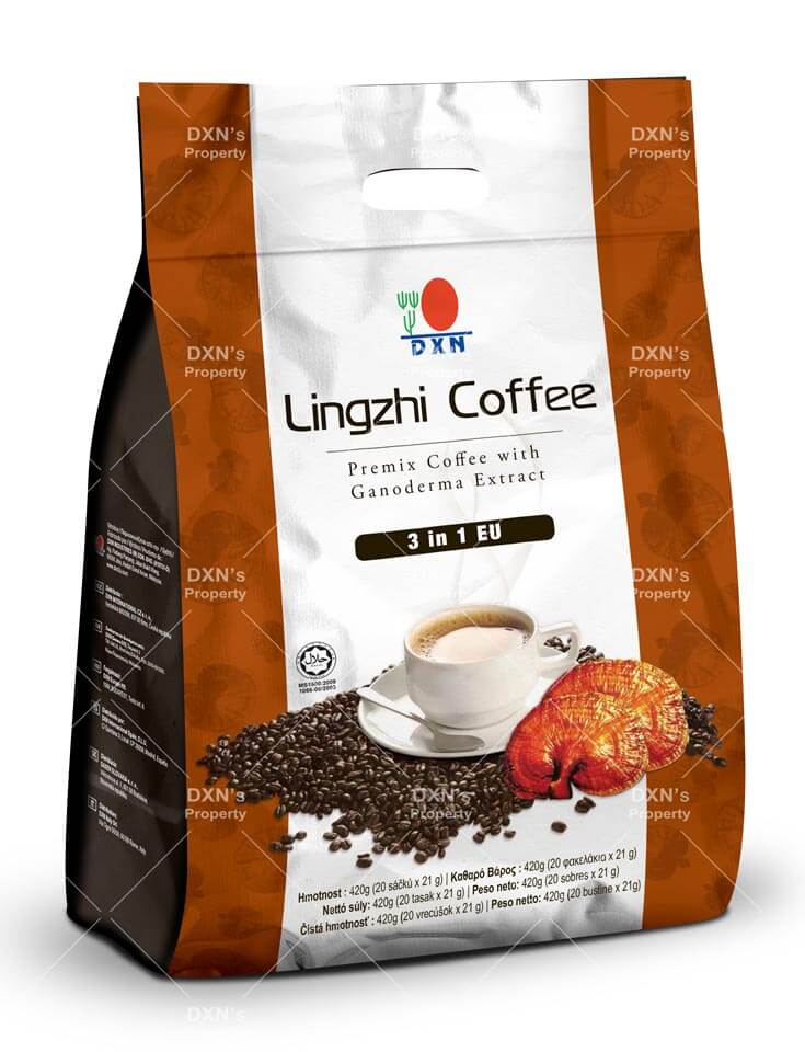 DXN Lingzhi Coffee 3 in 1 - Caffè con Ganoderma, Panna e Zucchero
